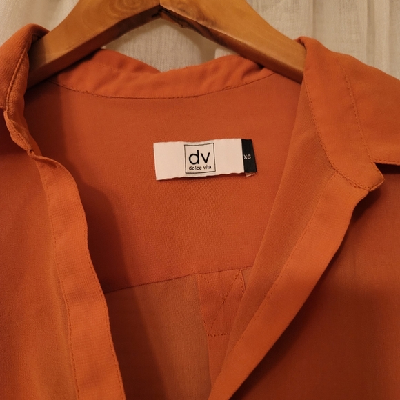 Dolce Vita xs sheer burnt orange shirt top blouse - Picture 3 of 4